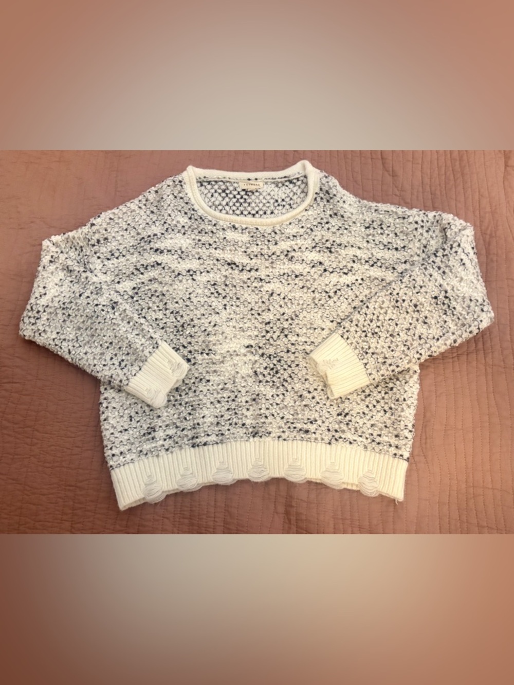 Promesa Cream and Black Marled Scoop Neck Sweater